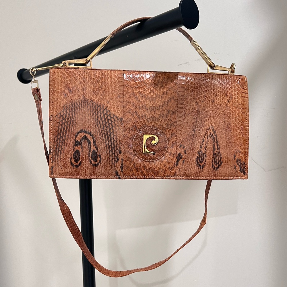 Vintage Pierre Cardin Croc leather shoulder handbag purse - Picture 1 of 10